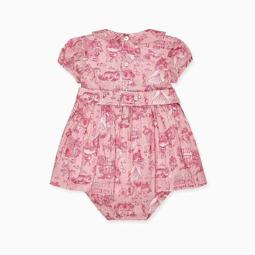 Nicky Hilton x La Coqueta Pink Toile de Jouy Theodora Baby Girl Hand-Smocked Set