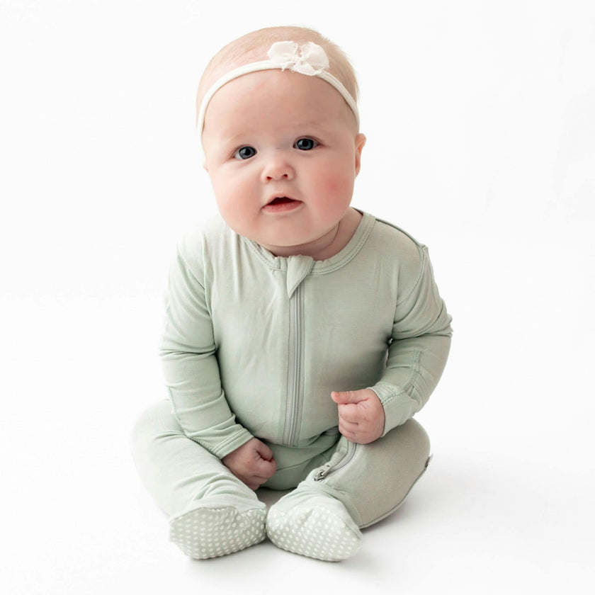 Sage Zippered Footie