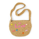 Girls Wicker Crossbody Message Charm Tote