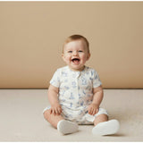 Organic Short Zip Romper - Coastal