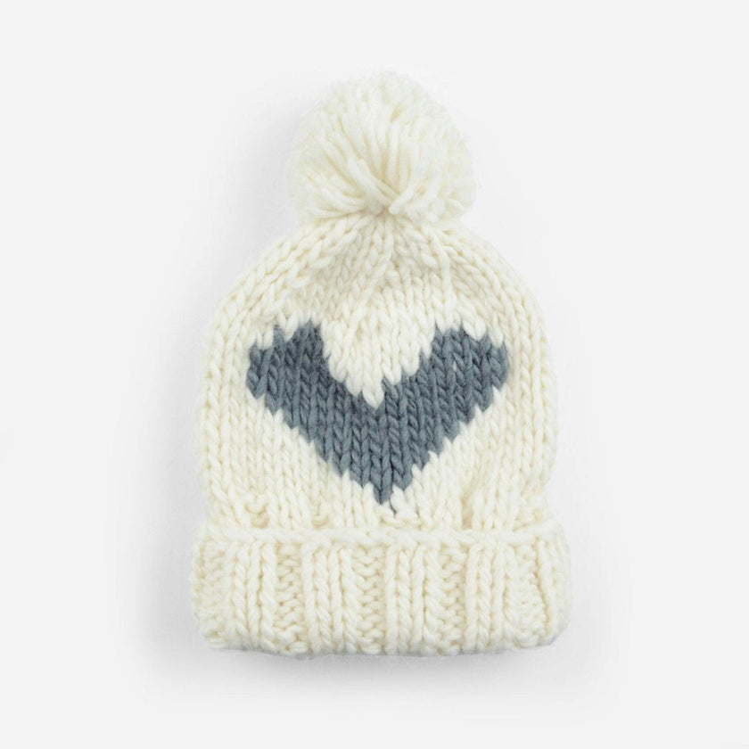 Heart Knit Hat - Gray