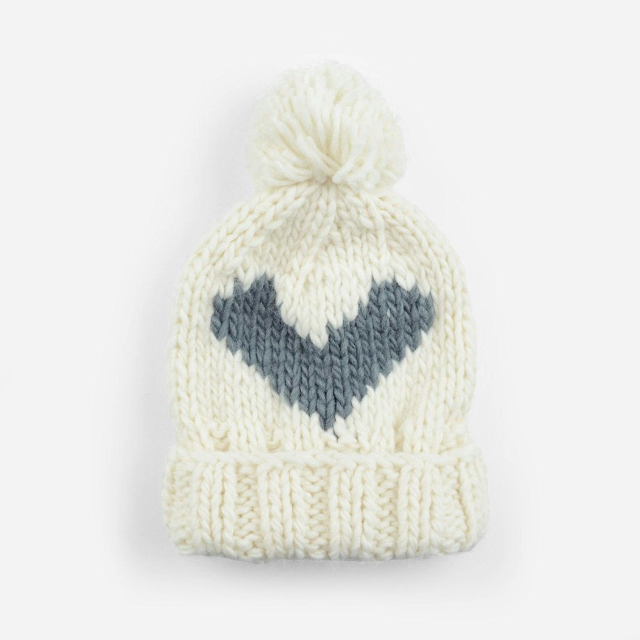 Heart Knit Hat - Gray