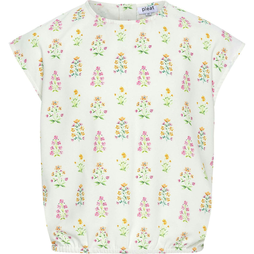 Emma Top White Floral Block Print