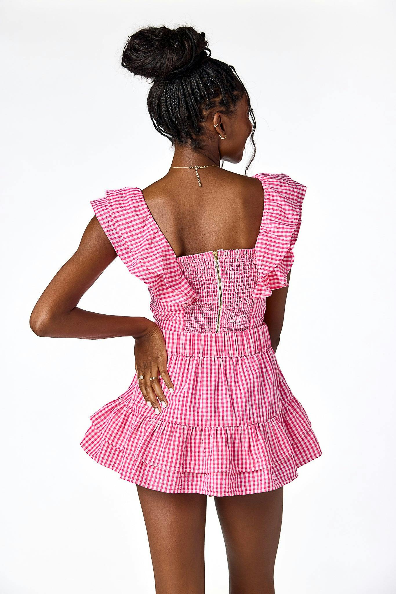 Julia Gingham Skirt Pink