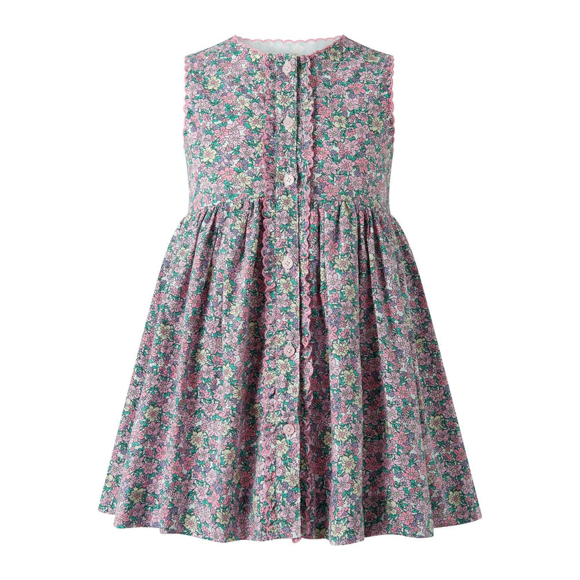 Scalloped Floral Button-Front Dress