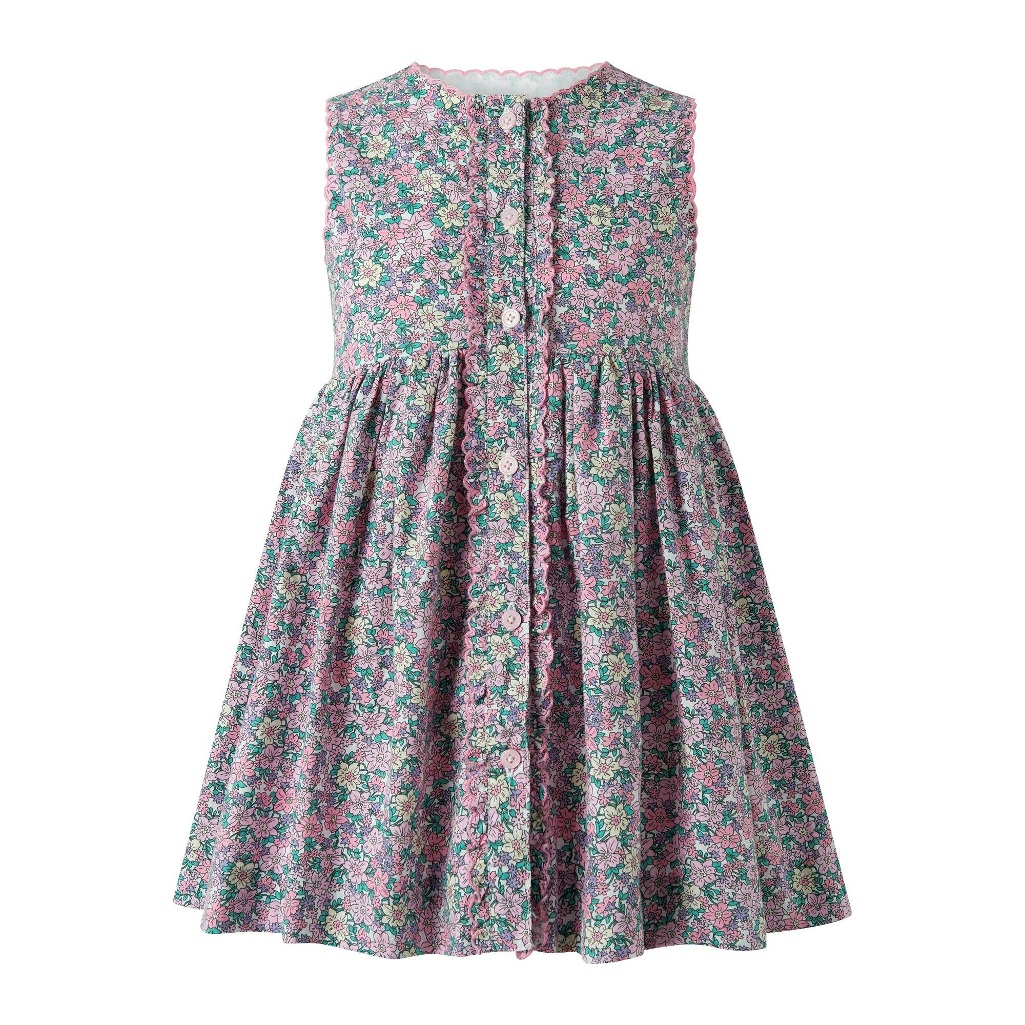 Scalloped Floral Button-Front Dress