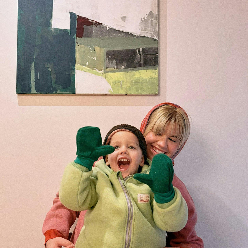 children's merino mittens - forest green