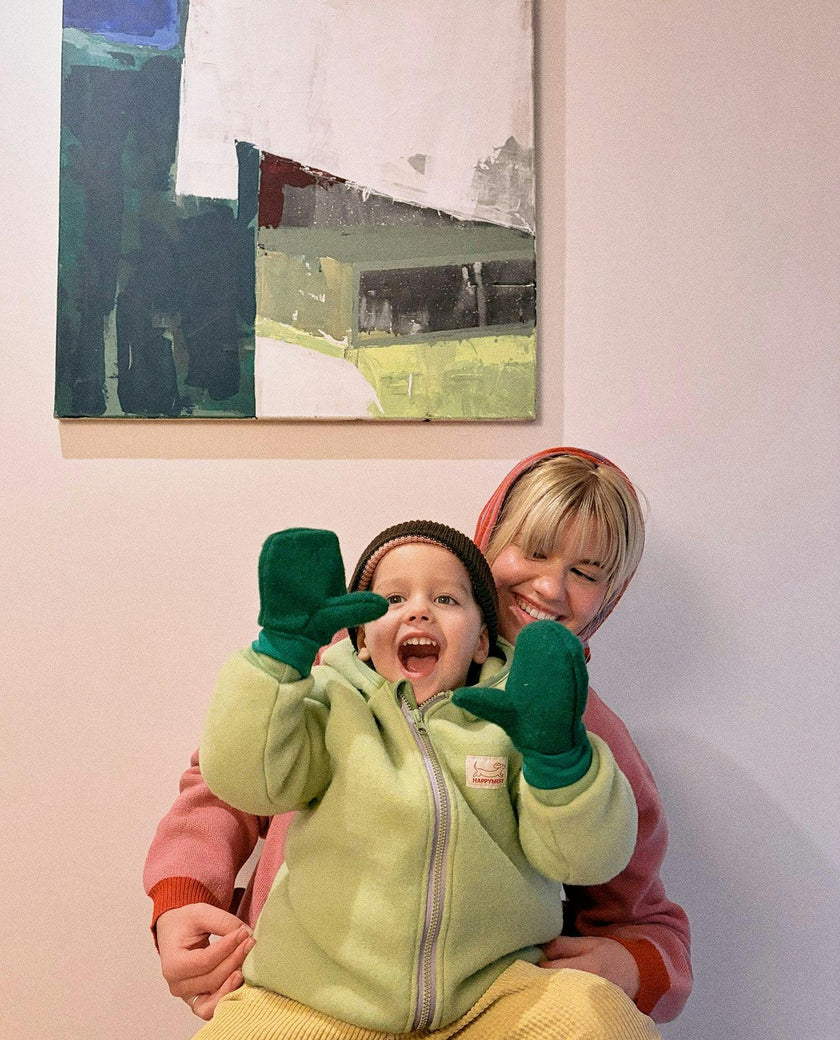 children's merino mittens - forest green