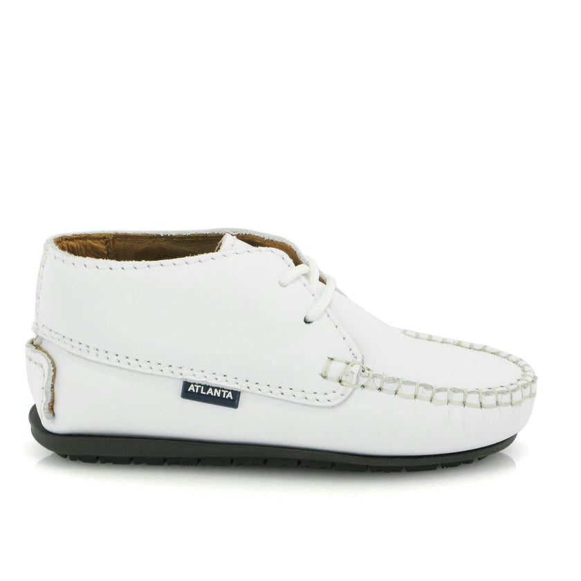 Smooth Leather Moccasin Boots, White