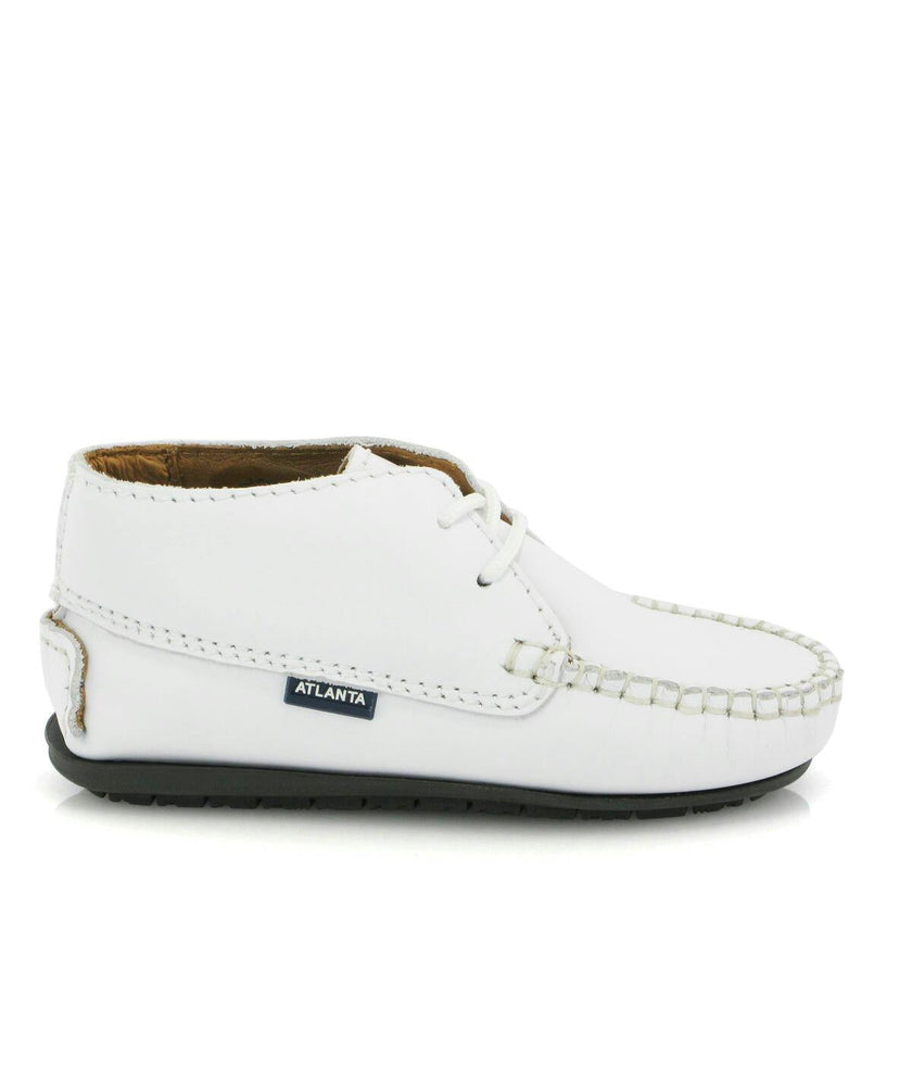 Smooth Leather Moccasin Boots, White