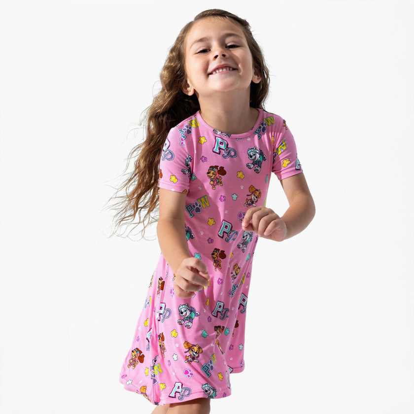 PAW Patrol: Varsity Pink Bamboo Girls' Short Sleeve Dress