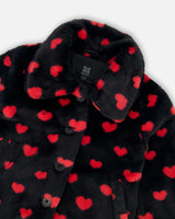 Faux Fur Short Coat with Hearts