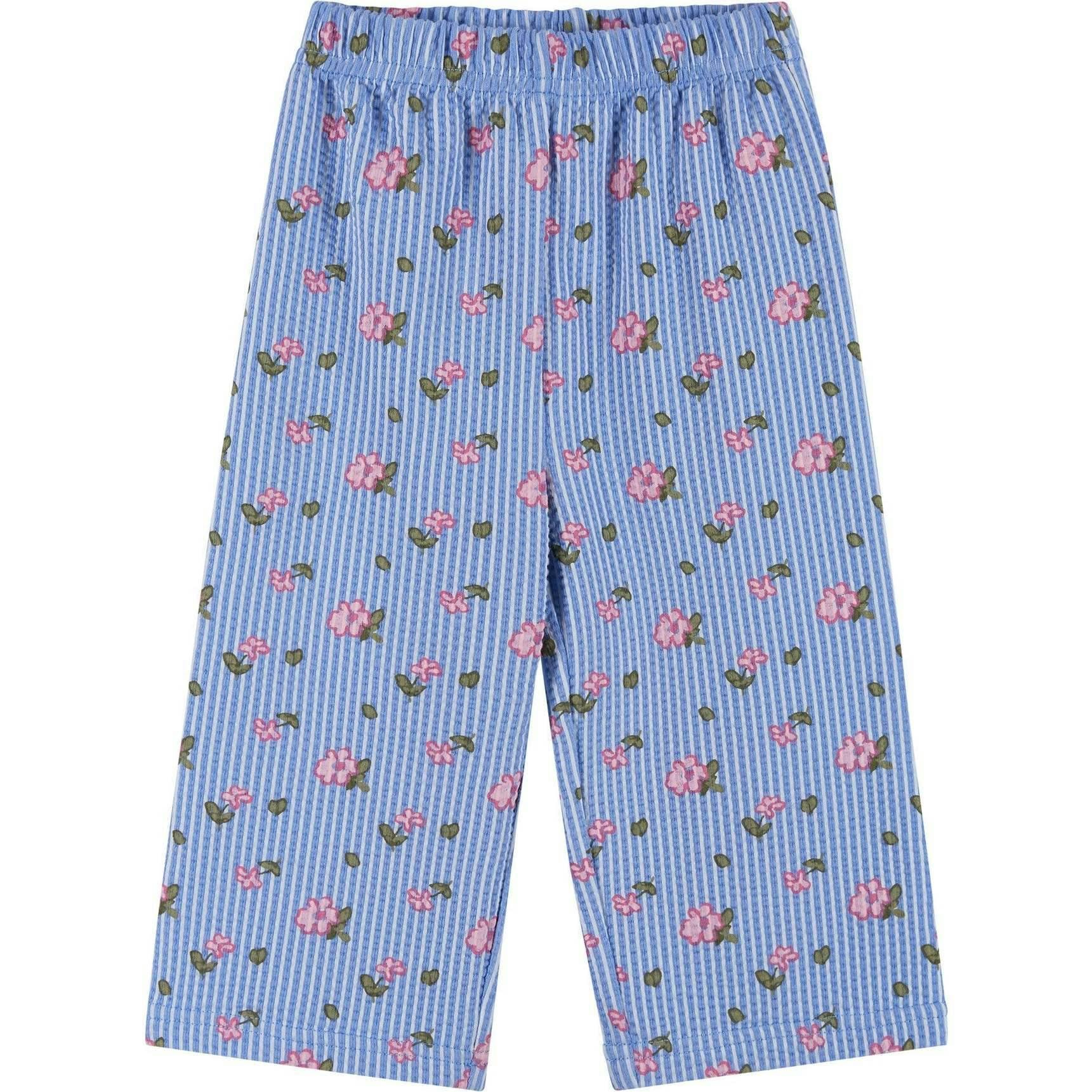Infant Girls Knit Seersucker Top & Pant Set | Blue Floral