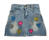 Sparkle Heart Denim Skirt