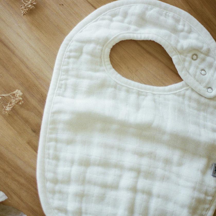 Organic Cotton Muslin Classic Bib 3 Pack - White