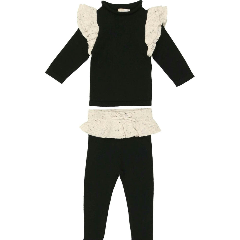 Chic Ruffle Shoulder Long Sleeve Top & Pant 2-Piece Set