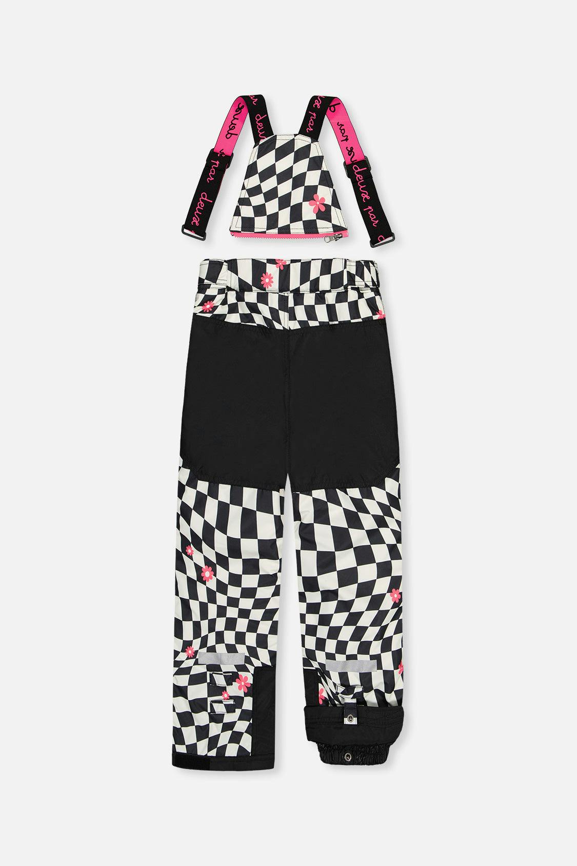 Two Piece Teknik Snowsuit White And Bright Pink Checkered Print