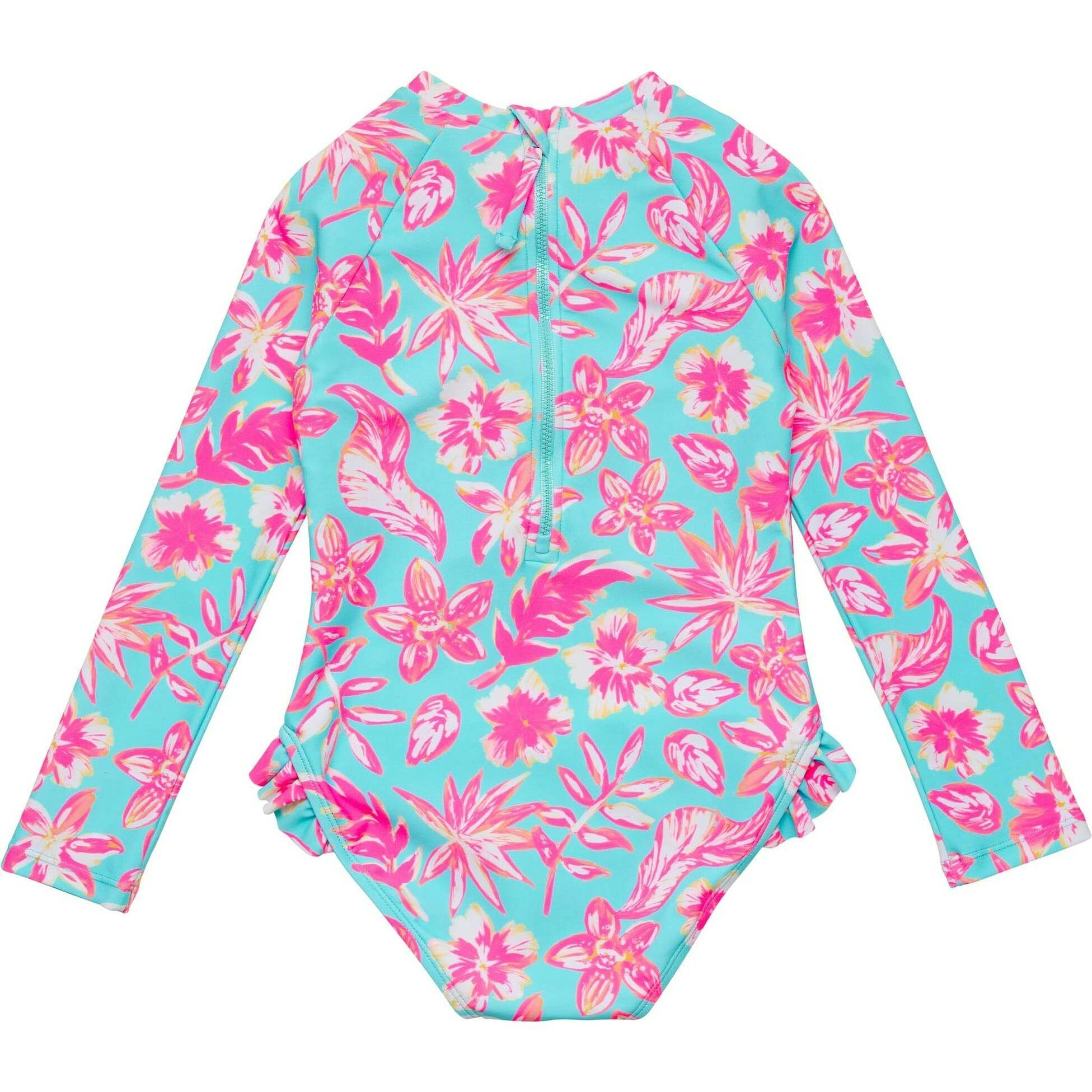 Tropical Glow Recycled Leg Frill Surf Suit