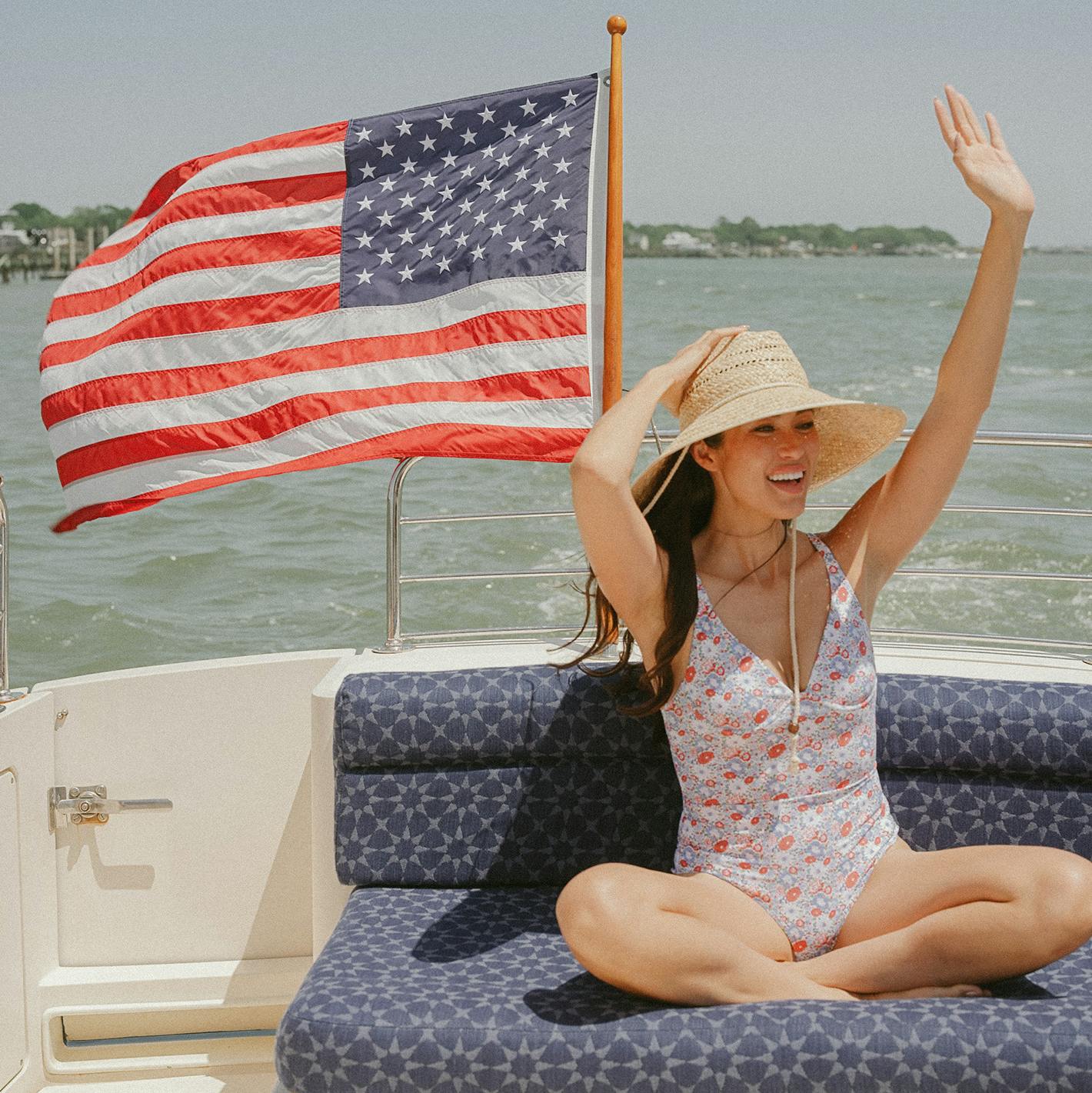 women's americana blossom v-neck one piece