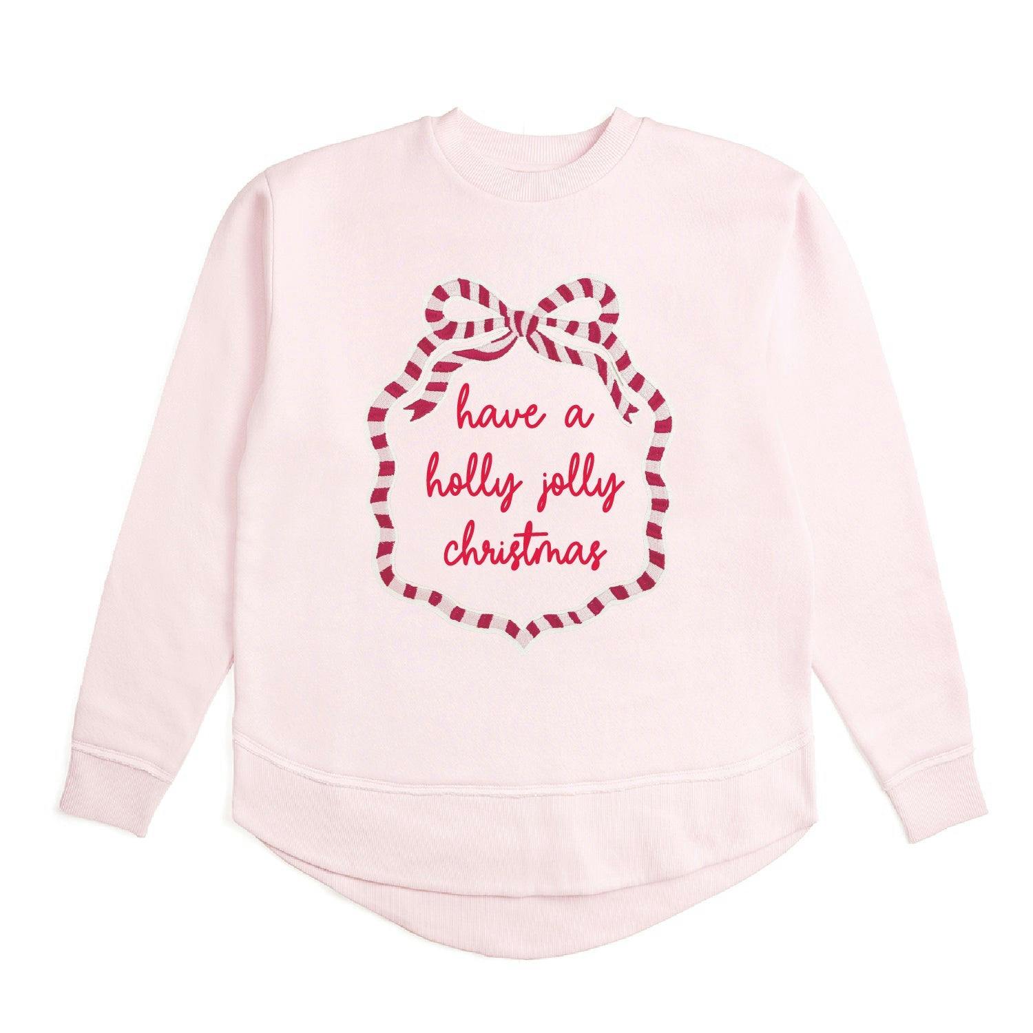 Holly Jolly Christmas Sequin Bow Patch Women's Sweatshirt