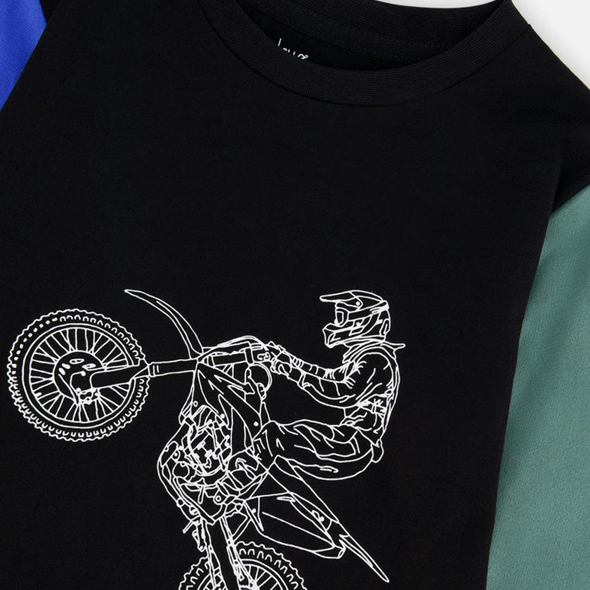 Long Sleeve T-Shirt Black, Blue And Green