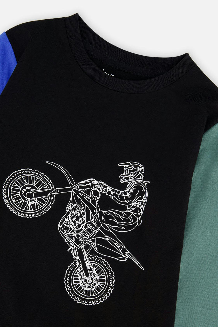 Long Sleeve T-Shirt Black, Blue And Green