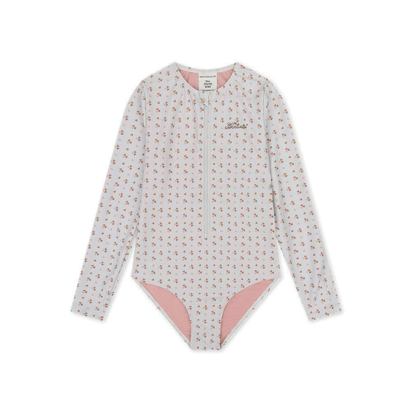 UV Swimsuit Girls With Long Sleeves - Old Pink - Cozy Hearts