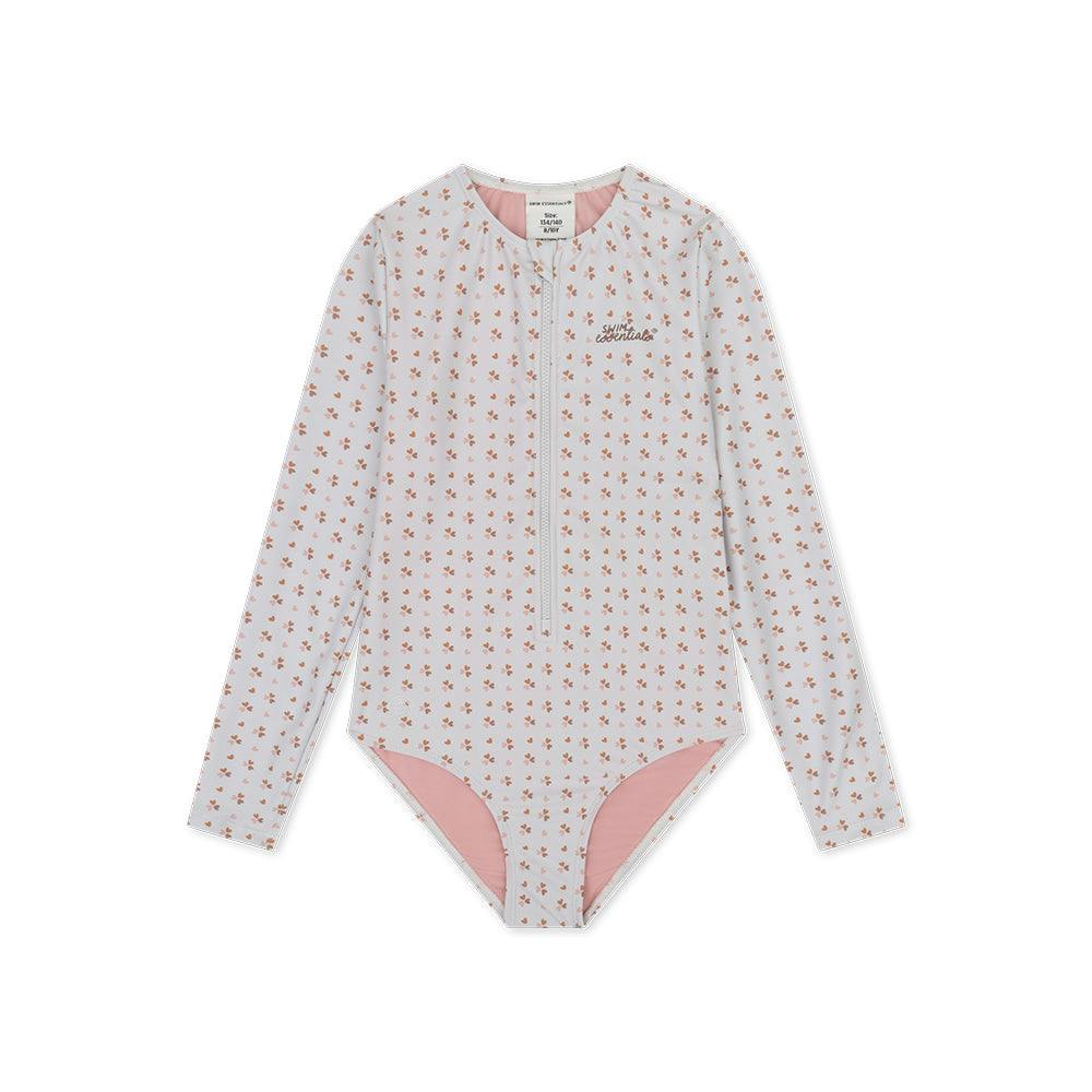 UV Swimsuit Girls With Long Sleeves - Old Pink - Cozy Hearts