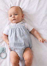 Alexander Stripe Sleeveless Button Detail Romper in Blue (3mths-2yrs)