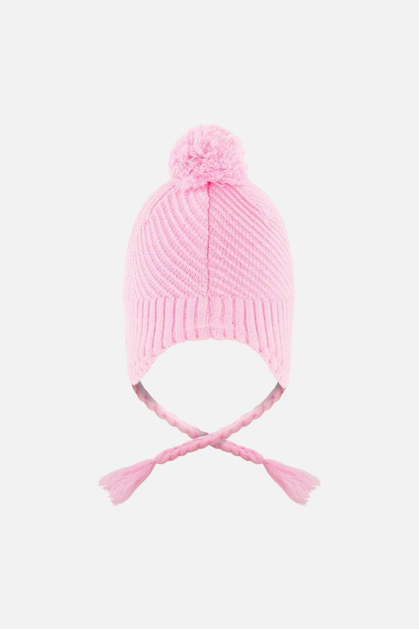 Winter Peruvian Knit Hat with Pompom Pink