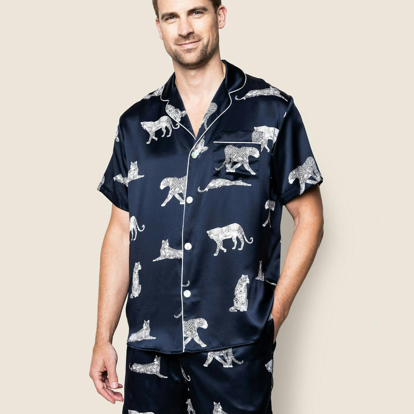 Men's Silk Short Set in Panthère de Nuit