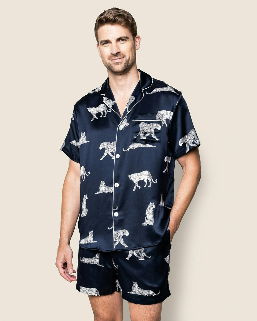 Men's Silk Short Set in Panthère de Nuit