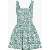 The Azalea Mini Nap Dress - Green Palm Ikat