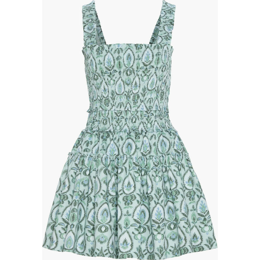 The Azalea Mini Nap Dress - Green Palm Ikat