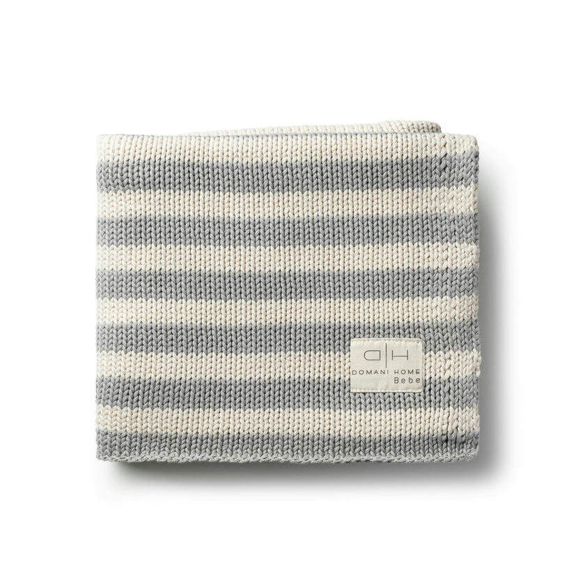 Iconic Stripe Knit Baby Blanket - Cool Grey