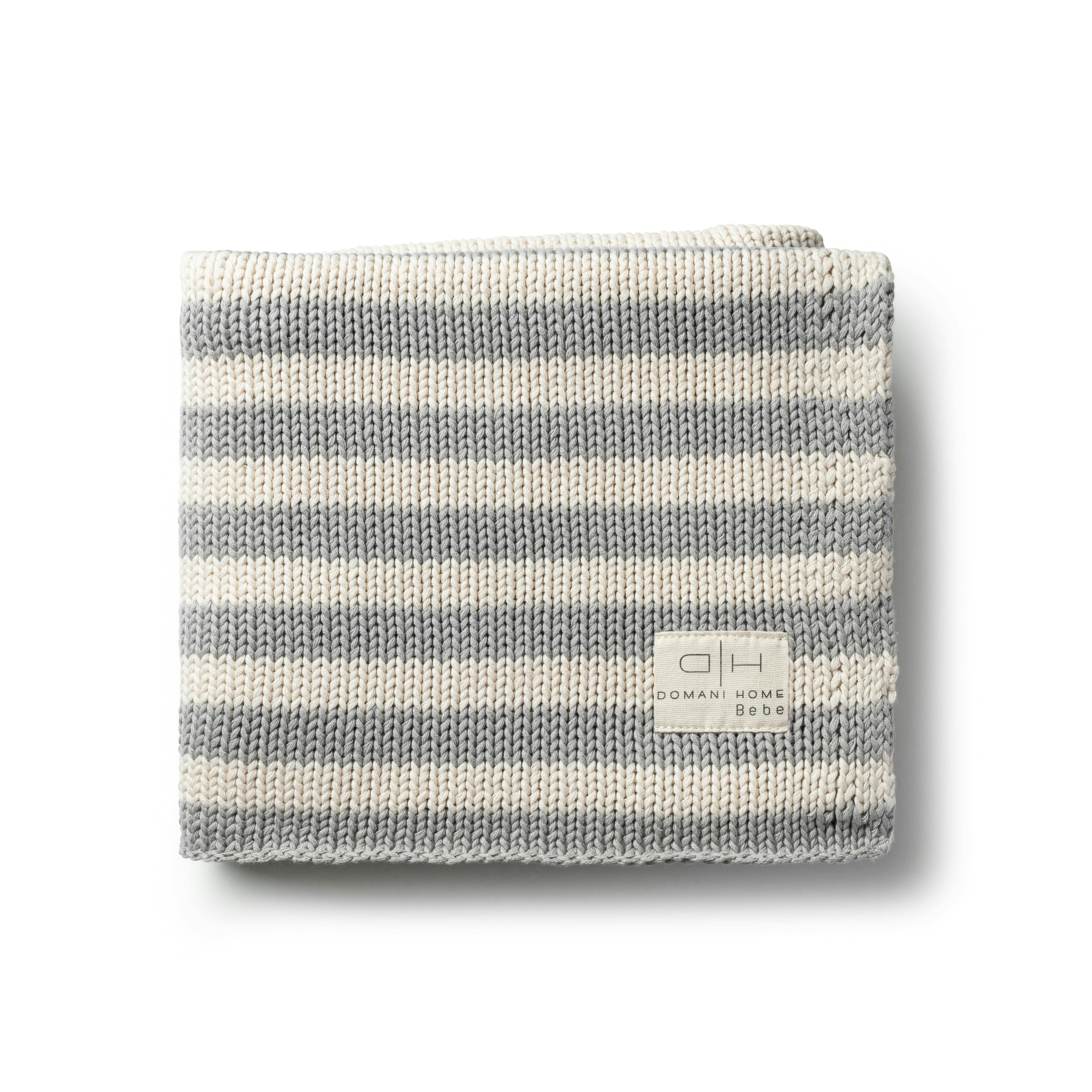 Iconic Stripe Knit Baby Blanket - Cool Grey