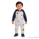 Infant (3-24M) Boys Hooded Romper | Sports All-Star - Navy