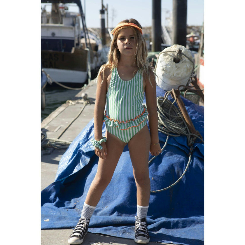 Pop stripes ruffles swimsuit