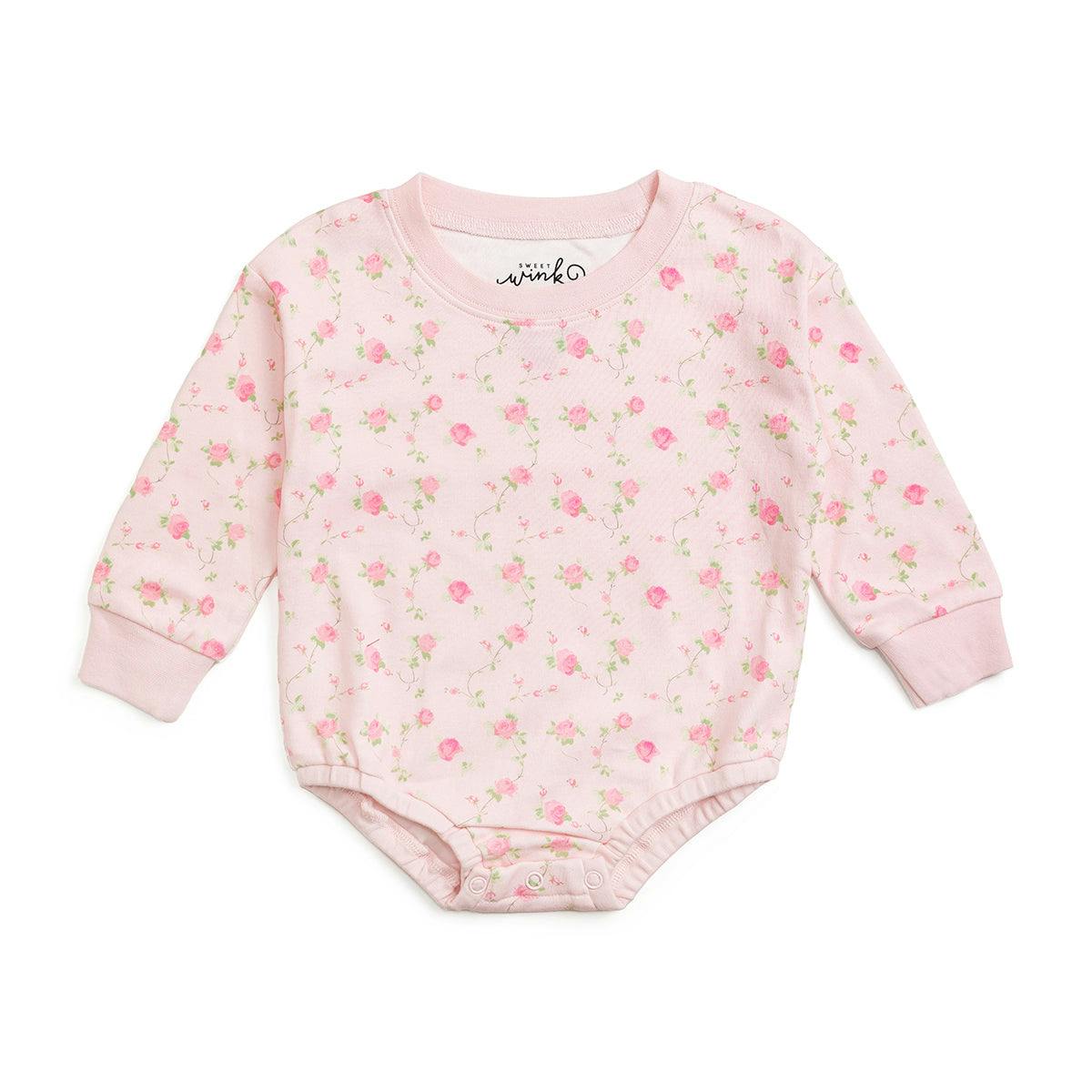 Pink Rose Long Sleeve Romper