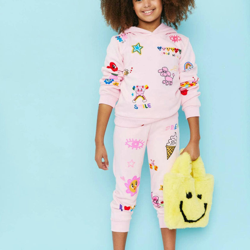 Doodle Art Patch Sweatshirt And Pant Set
