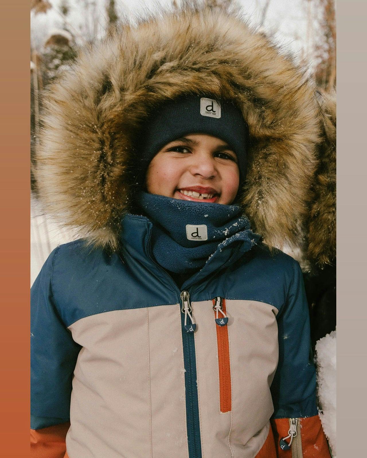 Two Piece Play Snowsuit Navy And Rust Colorblock With Blue Bear Print Pants