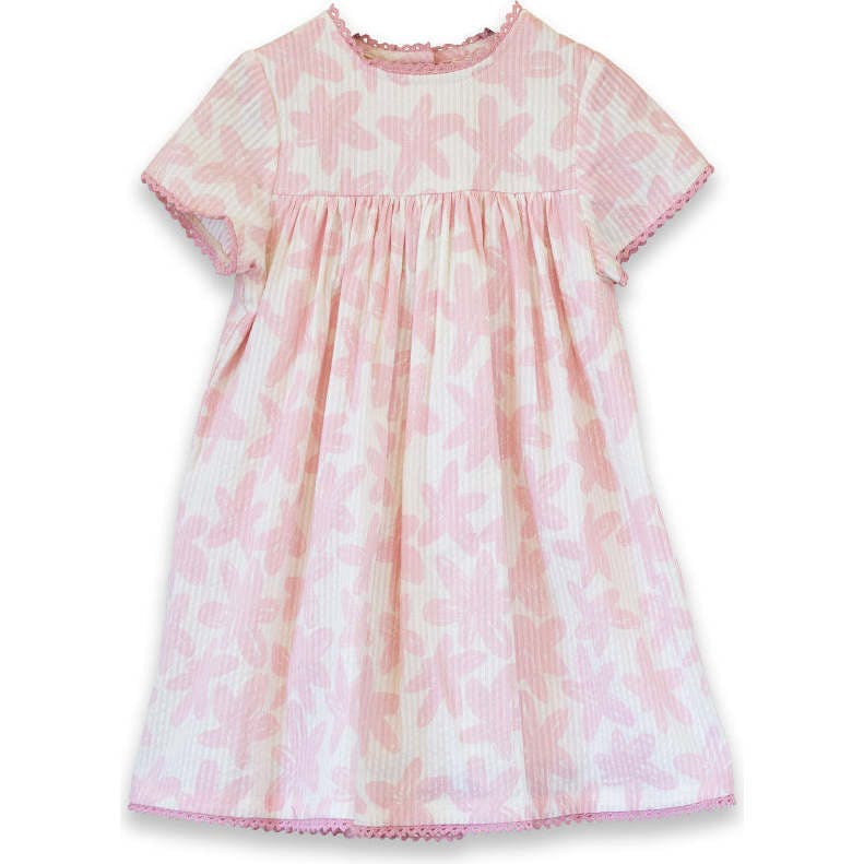 Girls Amy dress with Lace trim | Sunwashed Pink