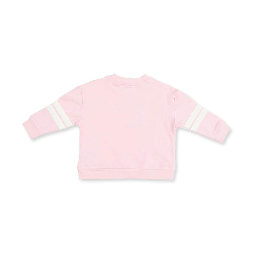 Football Helmets Pink - Drop Sleeve Sweatshirt with Varsity Stripes