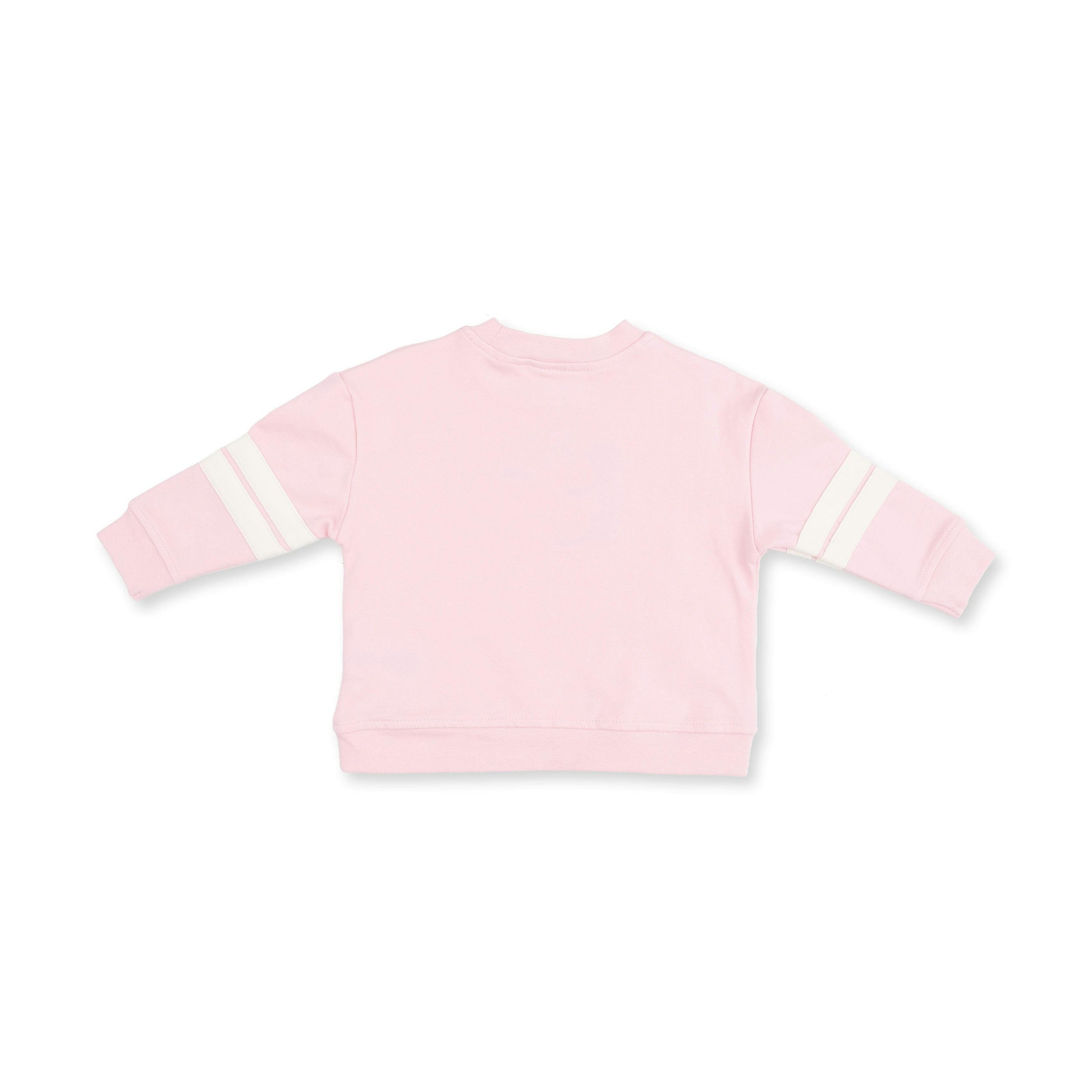 Football Helmets Pink - Drop Sleeve Sweatshirt with Varsity Stripes