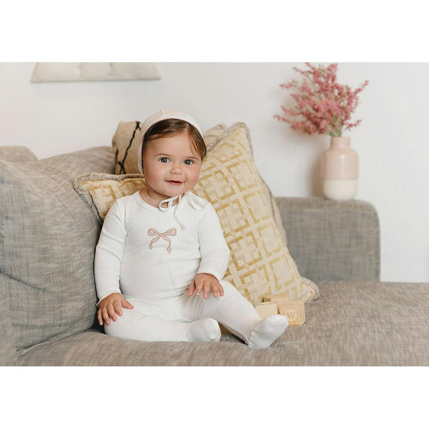Bows & Kisses Layette Set Ivory & Pink