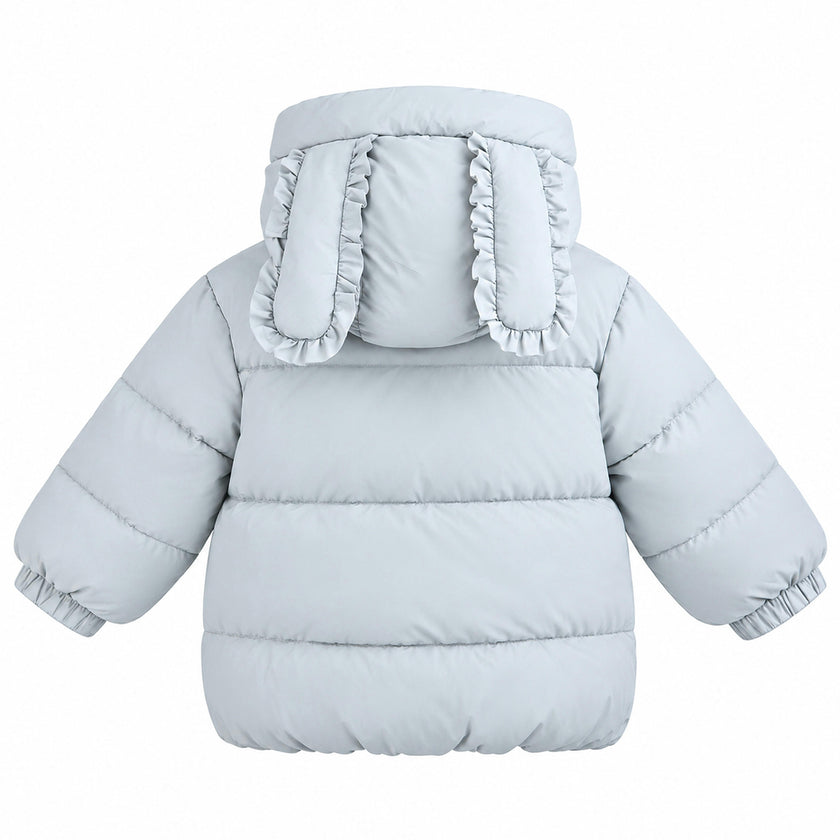 Blue Bow-Detail Puffer Jacket