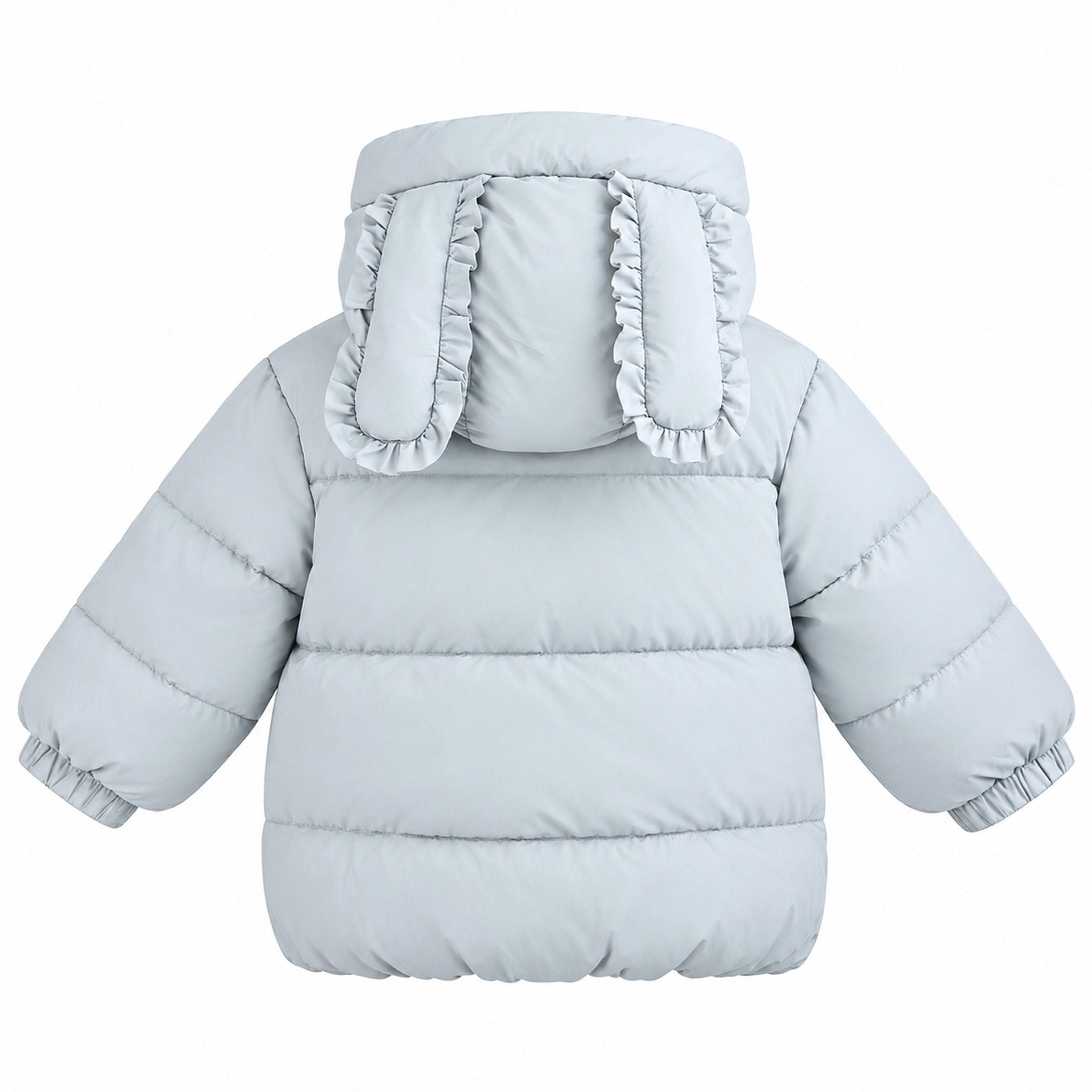 Blue Bow-Detail Puffer Jacket