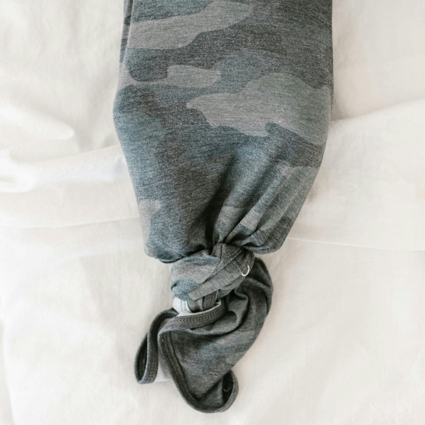 Newborn Knotted Gown - Hunter