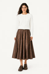 Midi Pleated Leather Skirt