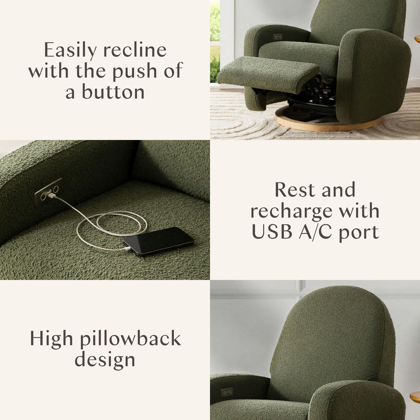 Babyletto Nami Electronic Recliner and Swivel Glider Recliner with USB port